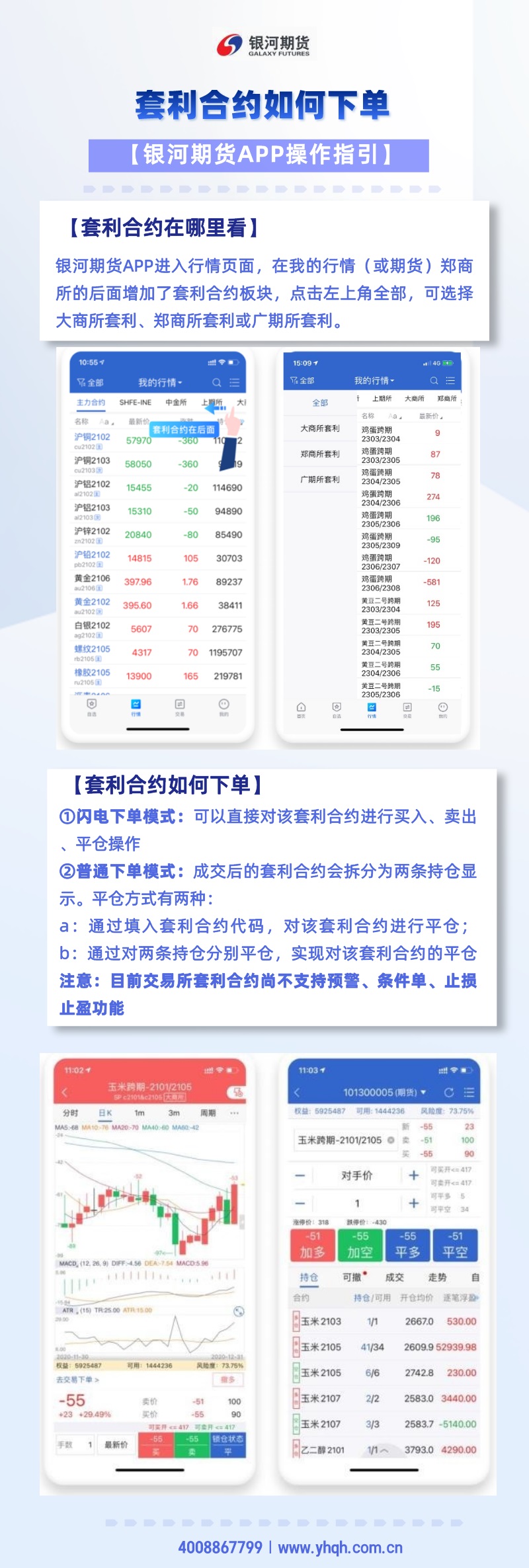 银河期货APP如何进行套利合约下单
